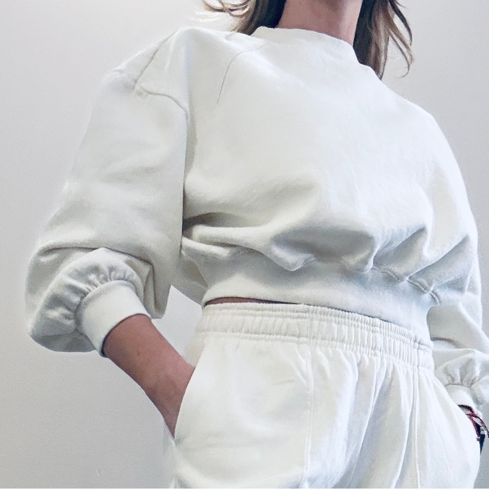 Zara Cream Scoop-Neck Cropped Sweater